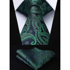 Enlision Herren Paisley Floral Jacquard Weste Krawatte Einstecktuch Anzug Set L
