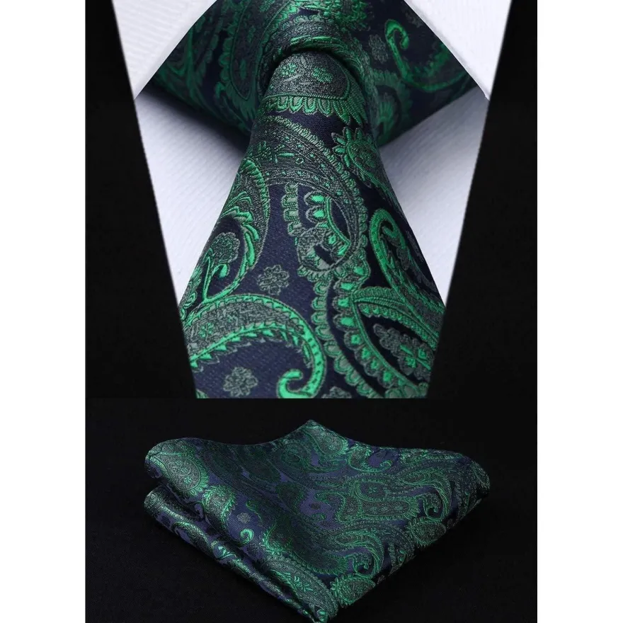 Enlision Herren Paisley Floral Jacquard Weste Krawatte Einstecktuch Anzug Set L