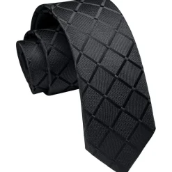 Enlision Schmale Herren Krawatte 6cm Kariert Schwarz