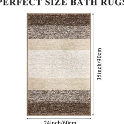 Enyhom Super Weich Badematte Kaffee 60 x 90 cm Mikrofaser Hochflor rutschfest