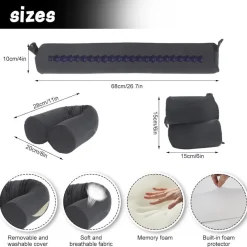 Eproicks Flexibles Nackenkissen für Reisen, Auto, Zug, Büro - Grau, Waschbar