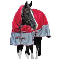 EQuest Outdoordecke Rainmaster 0g, Regendecke für Pferde, Rot/Grau