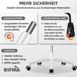 Ergonomischer Bürostuhl, Rosa, Lendenstütze, Armlehnen, Höhenverstellbar
