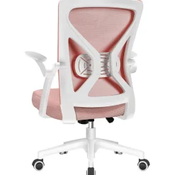 Ergonomischer Bürostuhl, Rosa, Lendenstütze, Armlehnen, Höhenverstellbar