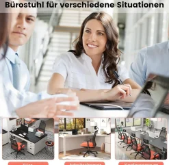 Ergonomischer Bürostuhl, Schreibtischstuhl mit hoher Rückenlehne, Lendenstütze