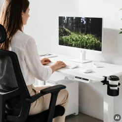 Ergonomischer, höhenverstellbarer Schreibtisch, weiß: 120 x 60 cm: ARIA