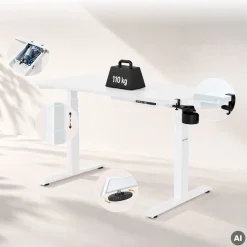 Ergonomischer, höhenverstellbarer Schreibtisch, weiß: 120 x 60 cm: ARIA