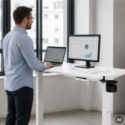 Ergonomischer, höhenverstellbarer Schreibtisch, weiß: 120 x 60 cm: ARIA