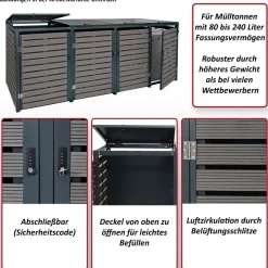 4er Mülltonnenverkleidung HWC-K14, Mülltonnenbox, 130kg WPC