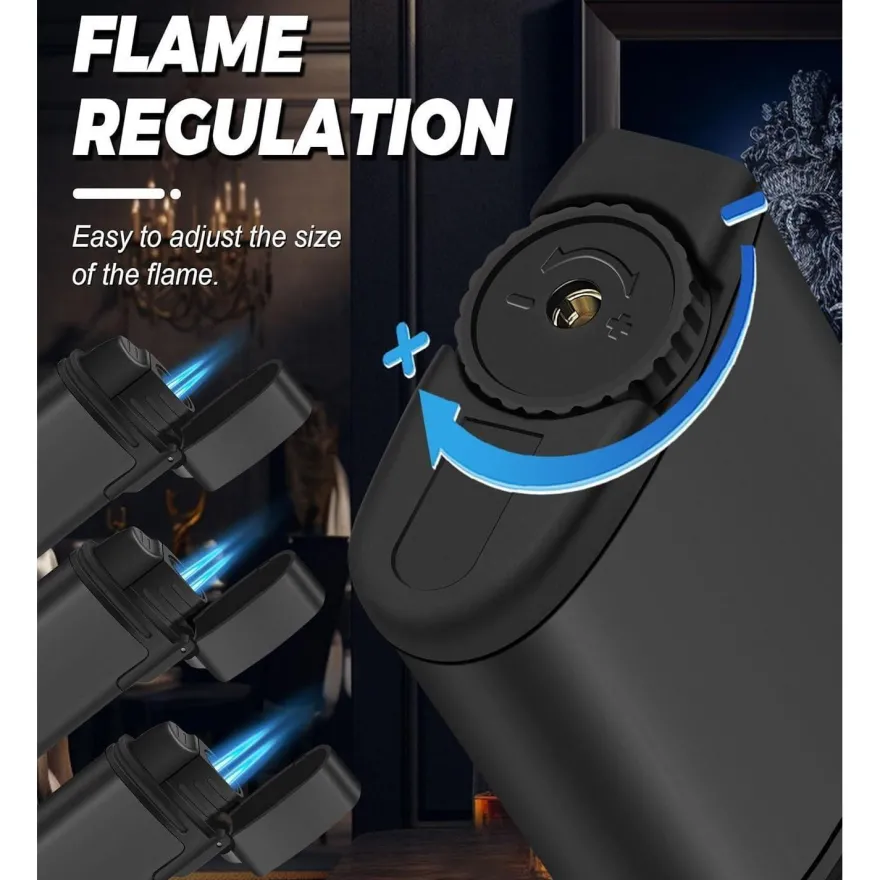 3er Pack WANBRO Jetflame Sturmfeuerzeug Mini Metall Feuerzeug Winddicht