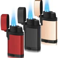 3er Pack WANBRO Jetflame Sturmfeuerzeug Mini Metall Feuerzeug Winddicht