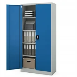 4er Set Aktenschrank Metallschrank Büroschrank 185 cm x 90 cm x 40 cm Grau/Blau