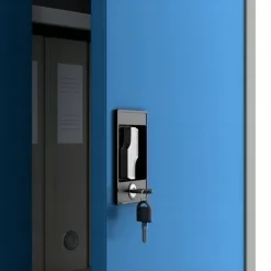 4er Set Aktenschrank Metallschrank Büroschrank 185 cm x 90 cm x 40 cm Grau/Blau