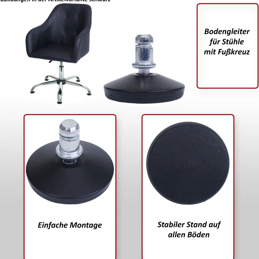 5er-Set Bodengleiter HWC-K73 fester Stand für Bürostuhl/Esszimmerstuhl, Ø 11mm