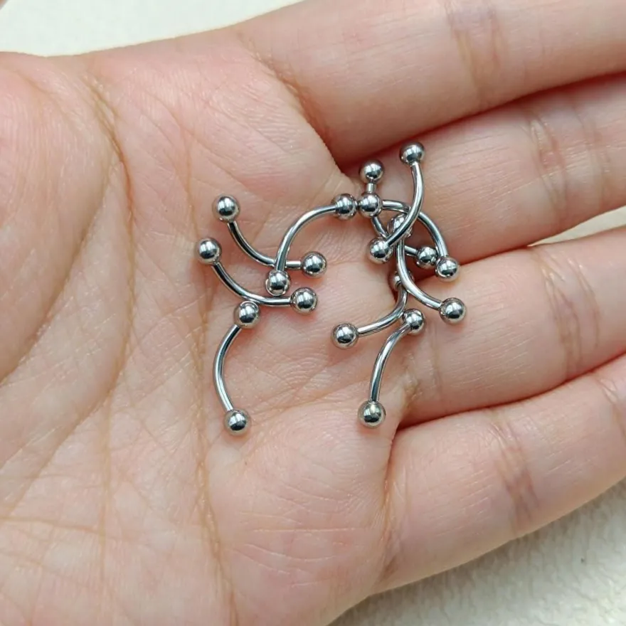 10er Set Curved Barbell Piercing Edelstahl 16G 10mm Augenbrauen Lippen Helix