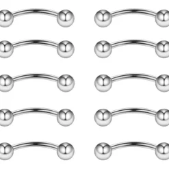 10er Set Curved Barbell Piercing Edelstahl 16G 10mm Augenbrauen Lippen Helix