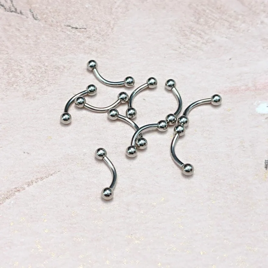 10er Set Curved Barbell Piercing Edelstahl 16G 10mm Augenbrauen Lippen Helix
