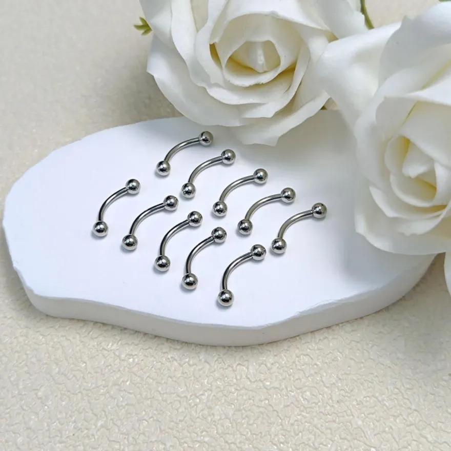 10er Set Curved Barbell Piercing Edelstahl 16G 10mm Augenbrauen Lippen Helix