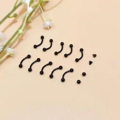 10er Set Curved Barbell Piercing Lippe Augenbrauen 1,2mm 6-12mm Chirurgenstahl