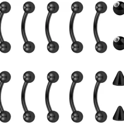 10er Set Curved Barbell Piercing Lippe Augenbrauen 1,2mm 6-12mm Chirurgenstahl