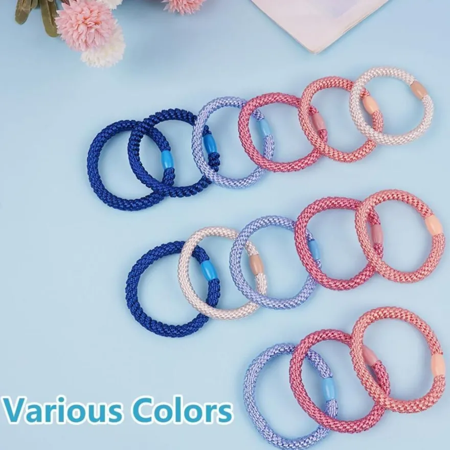 15er Set Elastische Haargummis Zopfgummis Damen Mädchen Haarbänder Blau