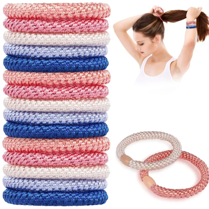 15er Set Elastische Haargummis Zopfgummis Damen Mädchen Haarbänder Blau