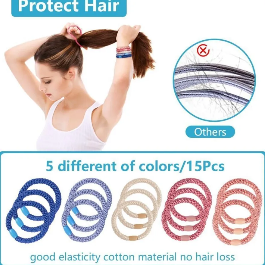 15er Set Elastische Haargummis Zopfgummis Damen Mädchen Haarbänder Blau