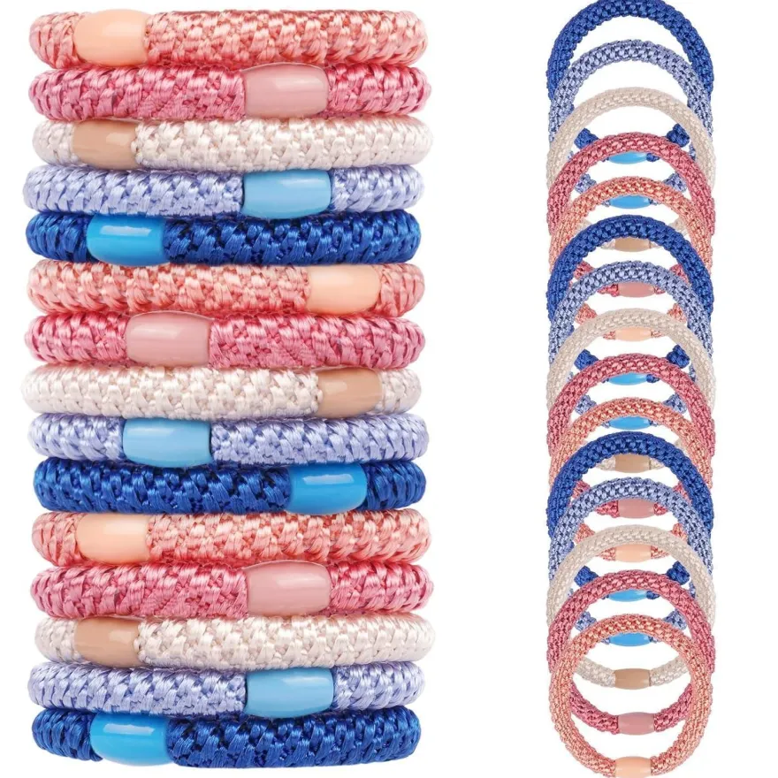 15er Set Elastische Haargummis Zopfgummis Damen Mädchen Haarbänder Blau