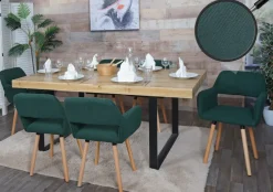 6er-Set Esszimmerstuhl HWC-A50 II, Stuhl Polsterstuhl, Holz Stoff Cord (400g/m²)