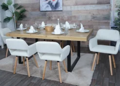 6er-Set Esszimmerstuhl HWC-A50 II, Stuhl Polsterstuhl, Holz Stoff Cord (400g/m²)