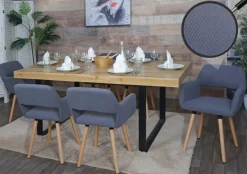 6er-Set Esszimmerstuhl HWC-A50 II, Stuhl Polsterstuhl, Holz Stoff Cord (400g/m²)