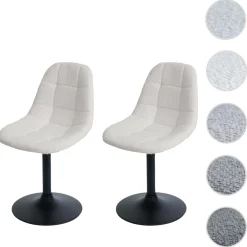 2er-Set Esszimmerstuhl HWC-A60, Küchenstuhl Drehstuhl Stahl Stoff Bouclé 450g/m²