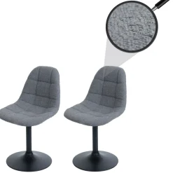 2er-Set Esszimmerstuhl HWC-A60, Küchenstuhl Drehstuhl Stahl Stoff Bouclé 450g/m²