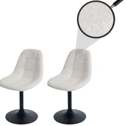 2er-Set Esszimmerstuhl HWC-A60, Küchenstuhl Drehstuhl Stahl Stoff Bouclé 450g/m²