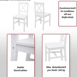 4er-Set Esszimmerstuhl HWC-F77, Lehnstuhl Küchenstuhl Stuhl, Massiv-Holz Landhaus