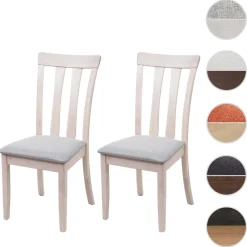 2er-Set Esszimmerstuhl HWC-G46, Küchenstuhl Stuhl, Stoff/Textil Massiv-Holz