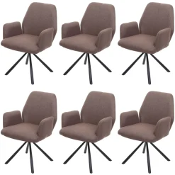 6er-Set Esszimmerstuhl HWC-H71, Küchenstuhl Lehnstuhl Stuhl, Stoff/Textil Stahl