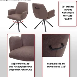 6er-Set Esszimmerstuhl HWC-H71, Küchenstuhl Lehnstuhl Stuhl, Stoff/Textil Stahl