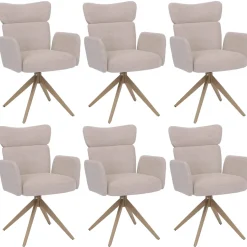 6er-Set Esszimmerstuhl HWC-N11, drehbar Auto-Return Stoff Bouclé 350g/m²