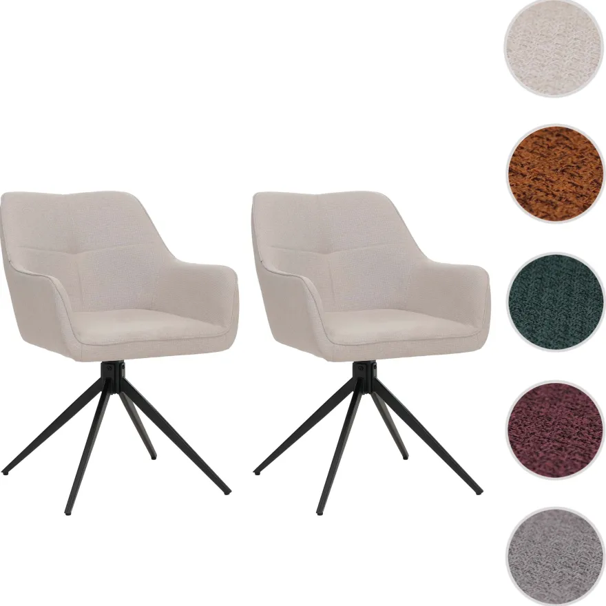 2er-Set Esszimmerstuhl HWC-O47, Küchenstuhl, drehbar Auto-Return, Stoff 270g/m²