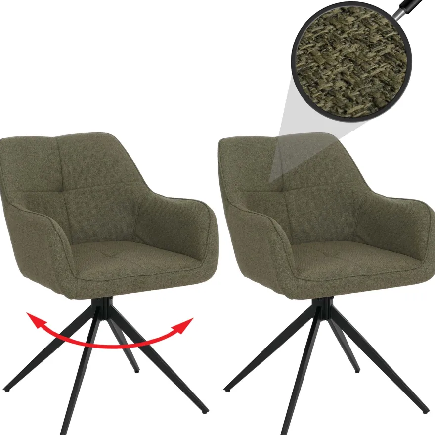 2er-Set Esszimmerstuhl HWC-O47, Küchenstuhl, drehbar Auto-Return, Stoff 270g/m²