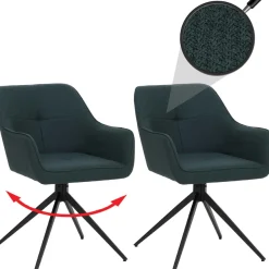 2er-Set Esszimmerstuhl HWC-O47, Küchenstuhl, drehbar Auto-Return, Stoff 270g/m²