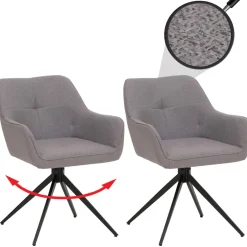 2er-Set Esszimmerstuhl HWC-O47, Küchenstuhl, drehbar Auto-Return, Stoff 270g/m²