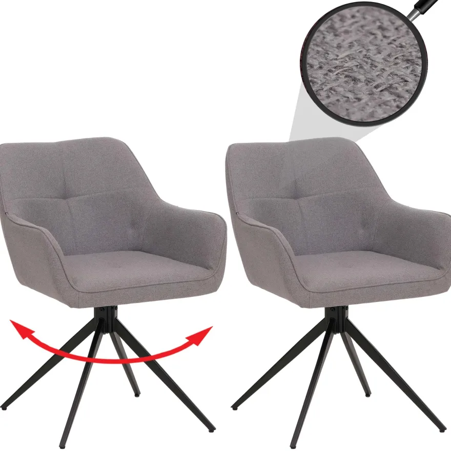 2er-Set Esszimmerstuhl HWC-O47, Küchenstuhl, drehbar Auto-Return, Stoff 270g/m²
