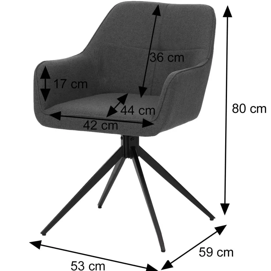 2er-Set Esszimmerstuhl HWC-O47, Küchenstuhl, drehbar Auto-Return, Stoff 270g/m²