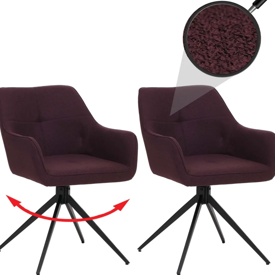 2er-Set Esszimmerstuhl HWC-O47, Küchenstuhl, drehbar Auto-Return, Stoff 270g/m²