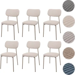 6er-Set Esszimmerstuhl HWC-O26, Stuhl, Cord (330g/m²) Stoff/Textil Metall