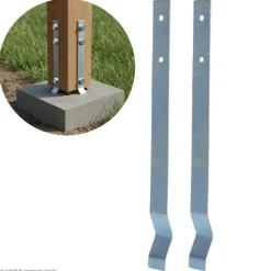 2er Set flache Bodenanker 40cm lang zum Einbetonieren für Pfosten Stahl verzinkt