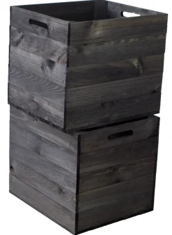 2er set Holzkiste schwarz lasiert passend für Kallax und Expeditregale Regaleinsatz