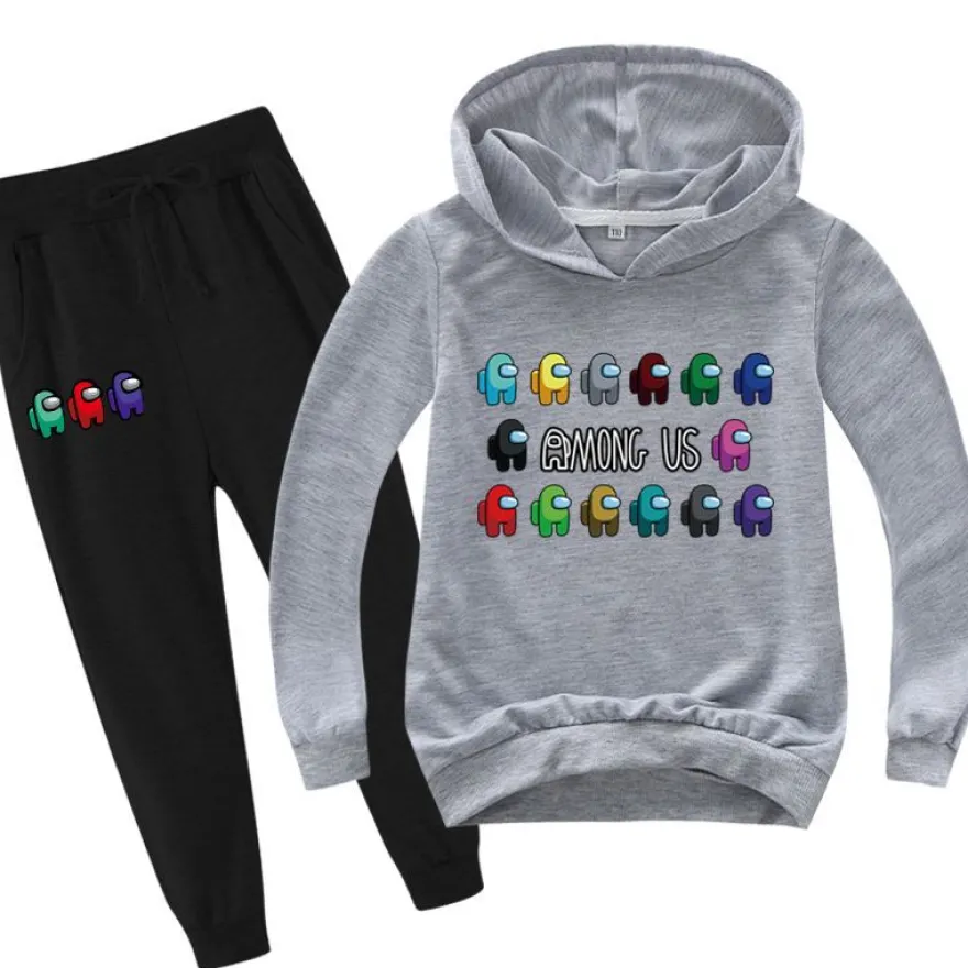 2er Set Junge Anime Among Us Hoody Anzug Kinder Pullover Sweatshirts